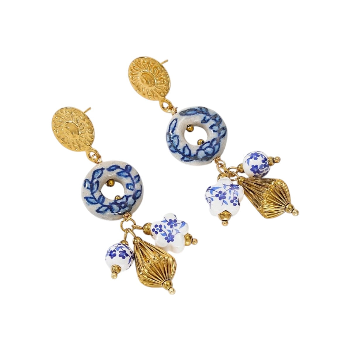 Delft statement earrings