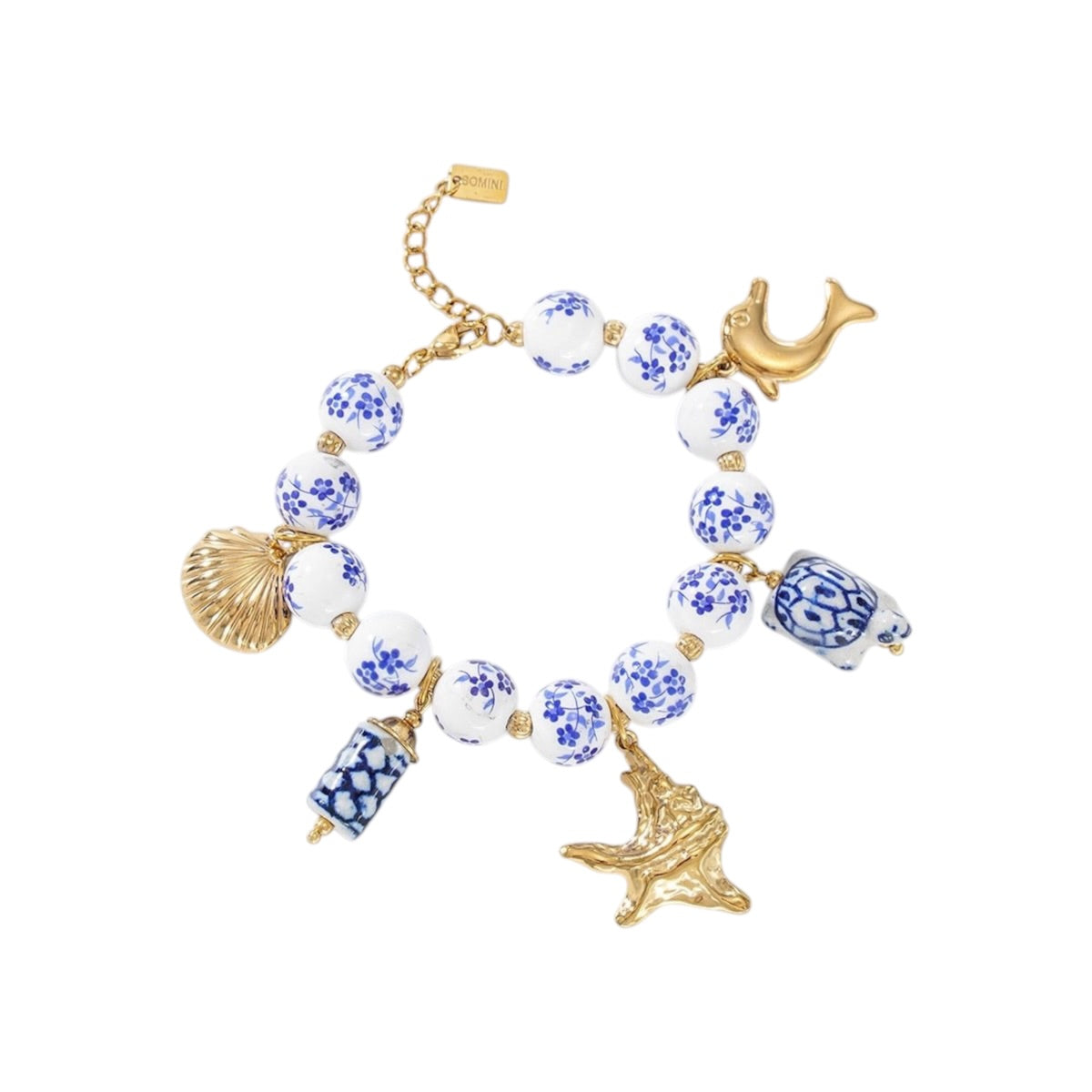Fishy beads Delft charm bracelet