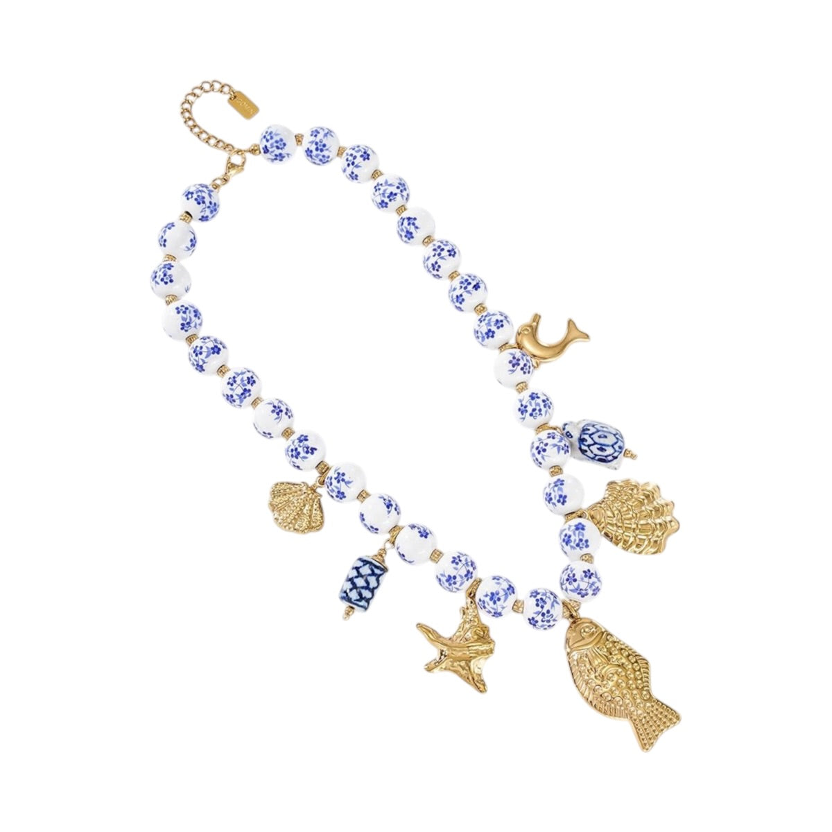 Fishy beads Delft charm necklace