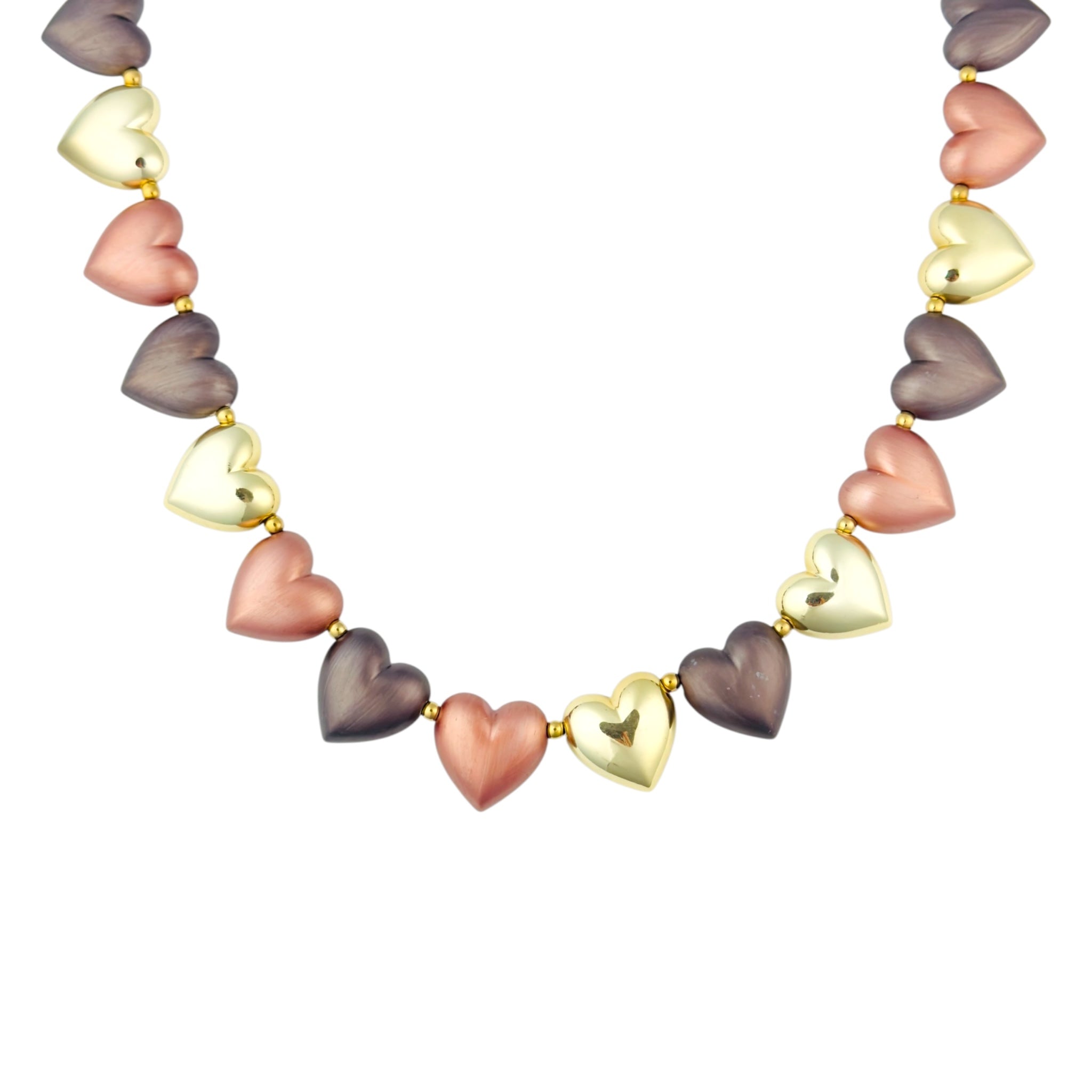 Many bronze heart ketting