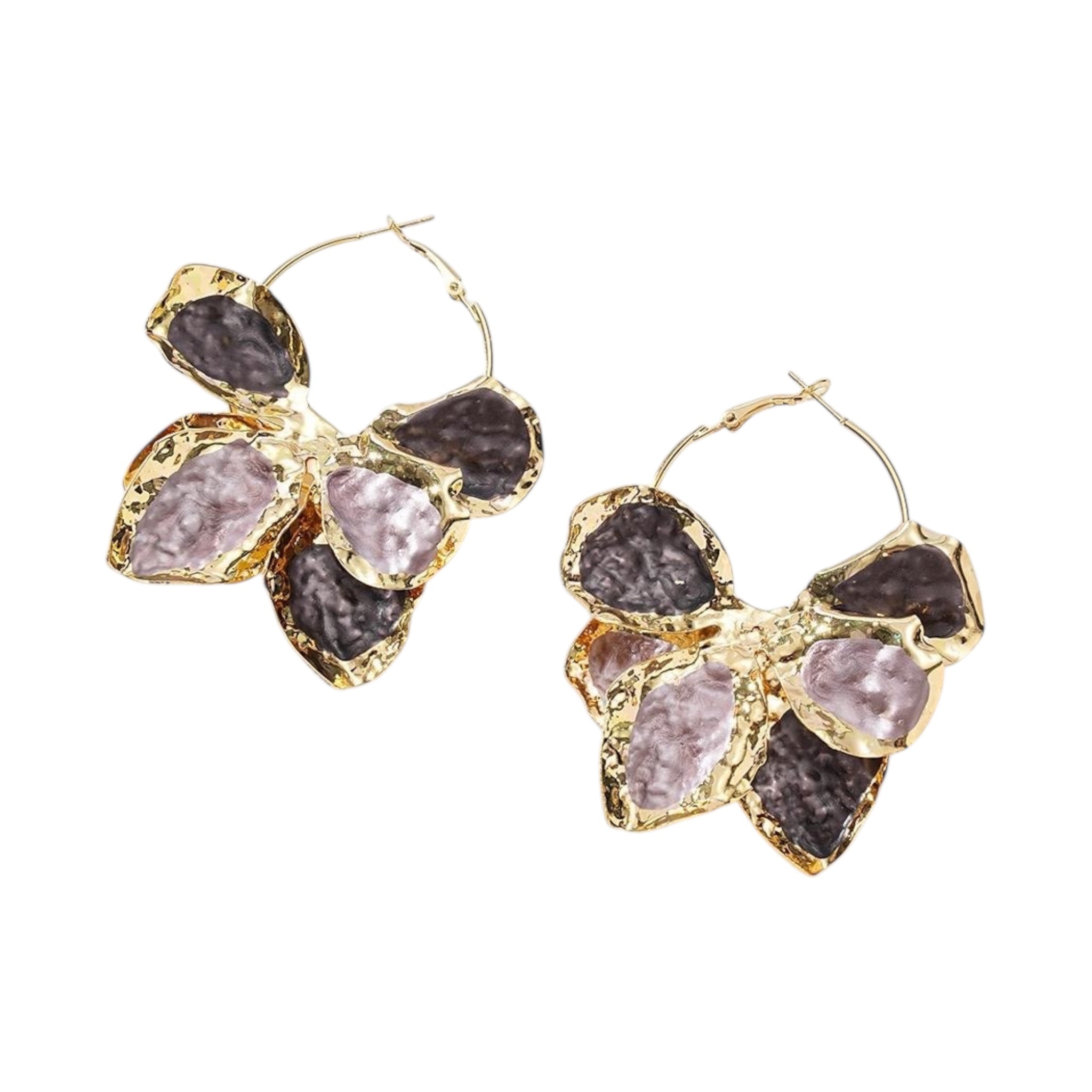 Statement flowery hoops earrings