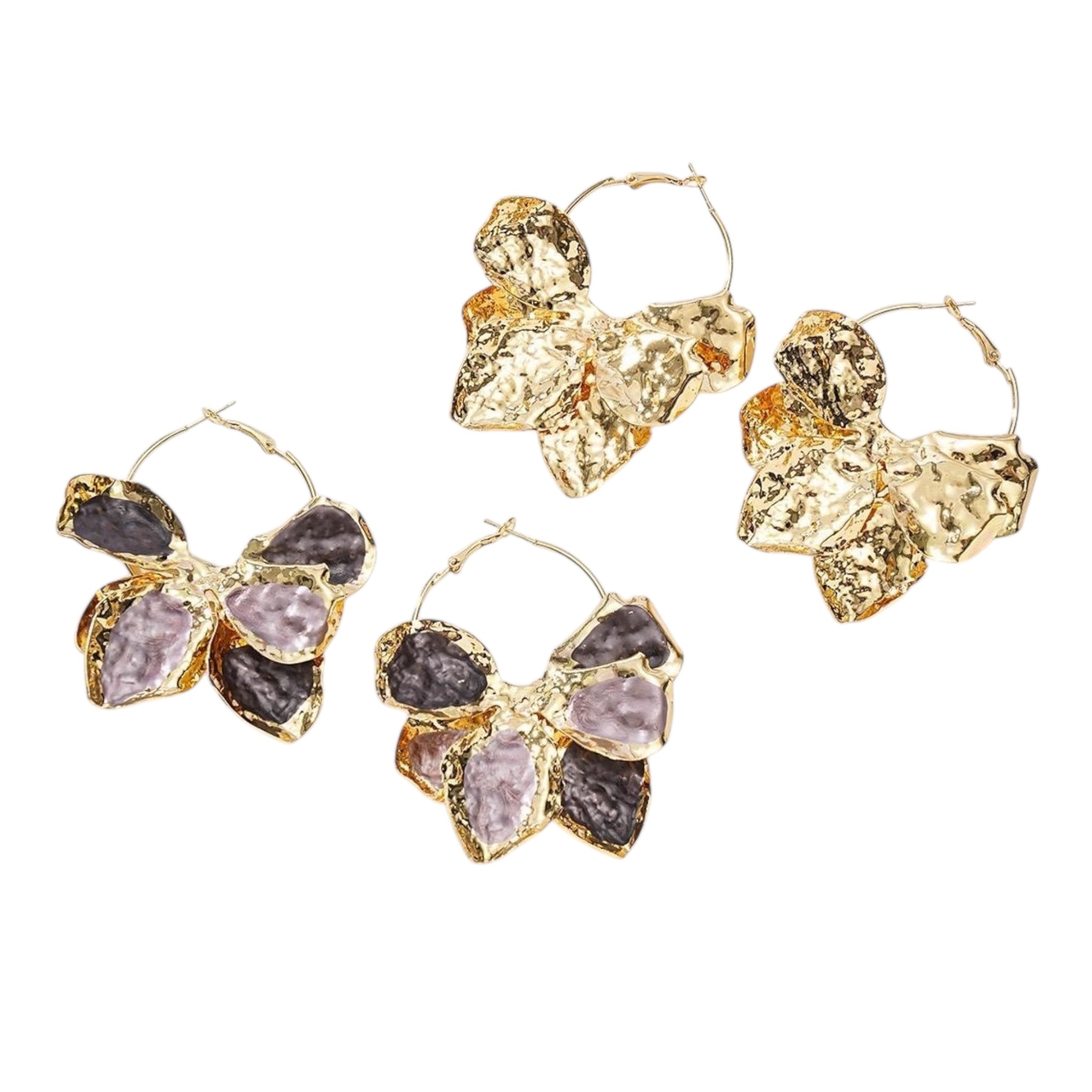 Statement flowery hoops earrings