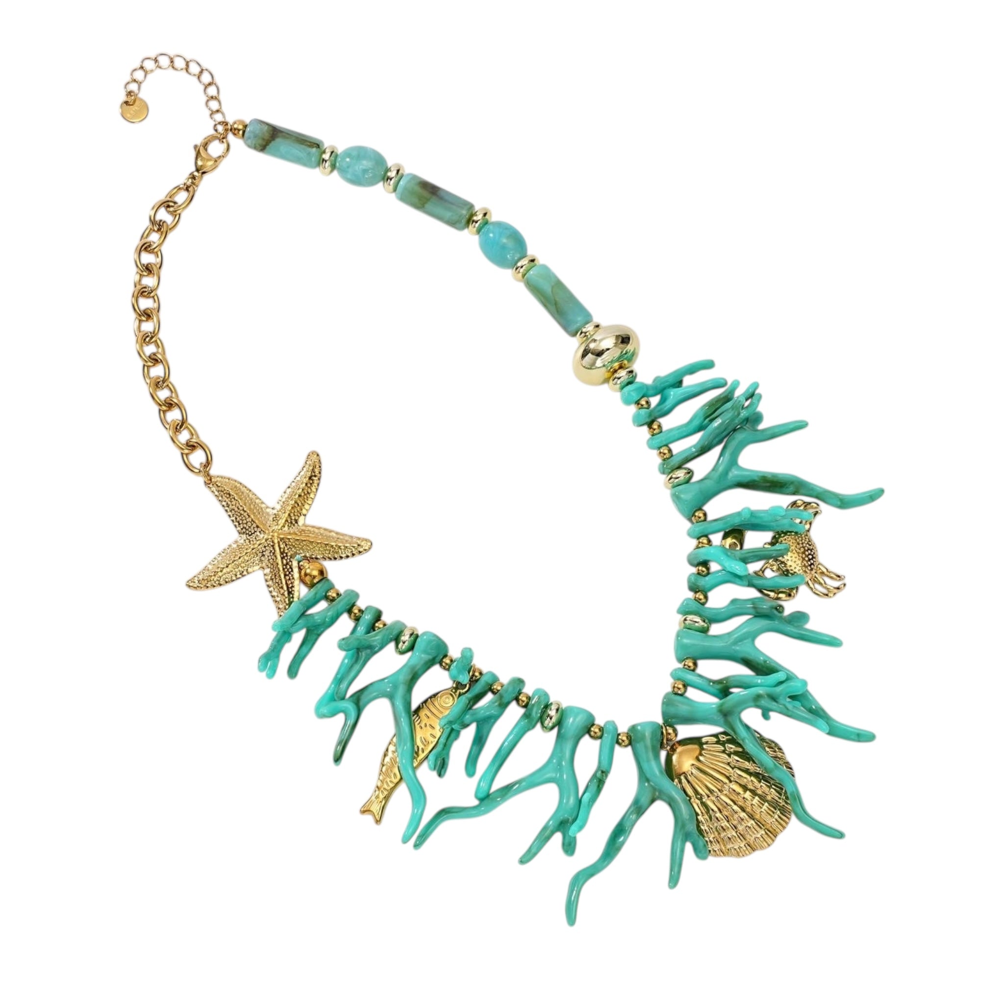 Coral shell charm necklace