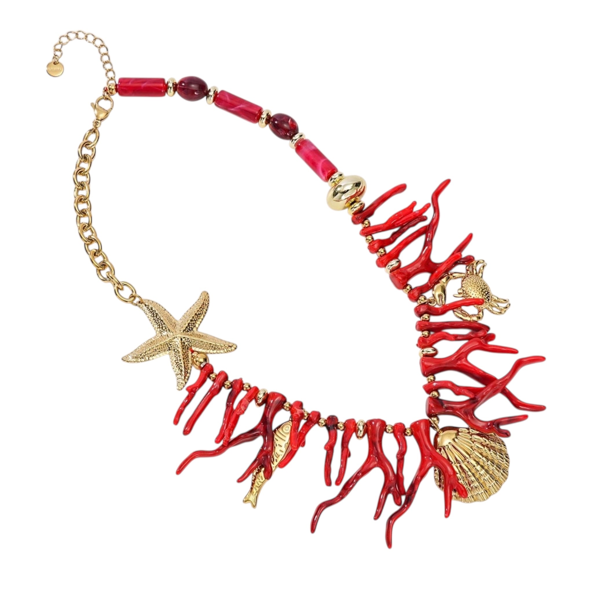 Coral shell charm necklace