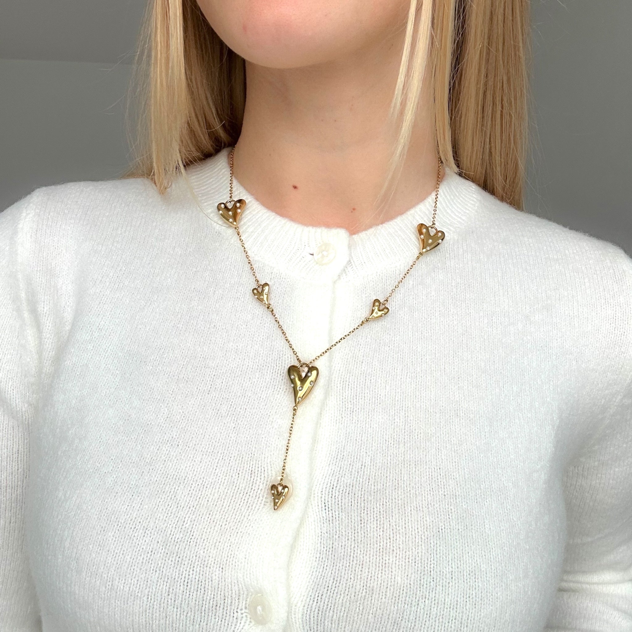 Parel hart Y ketting