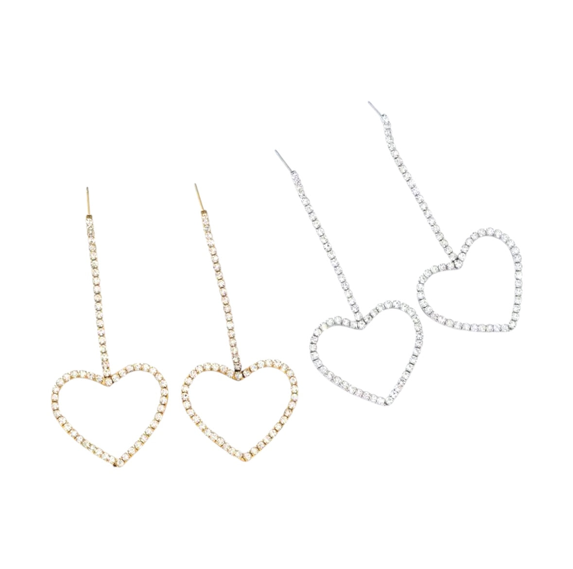 Strassy heart hangers strass oorbel
