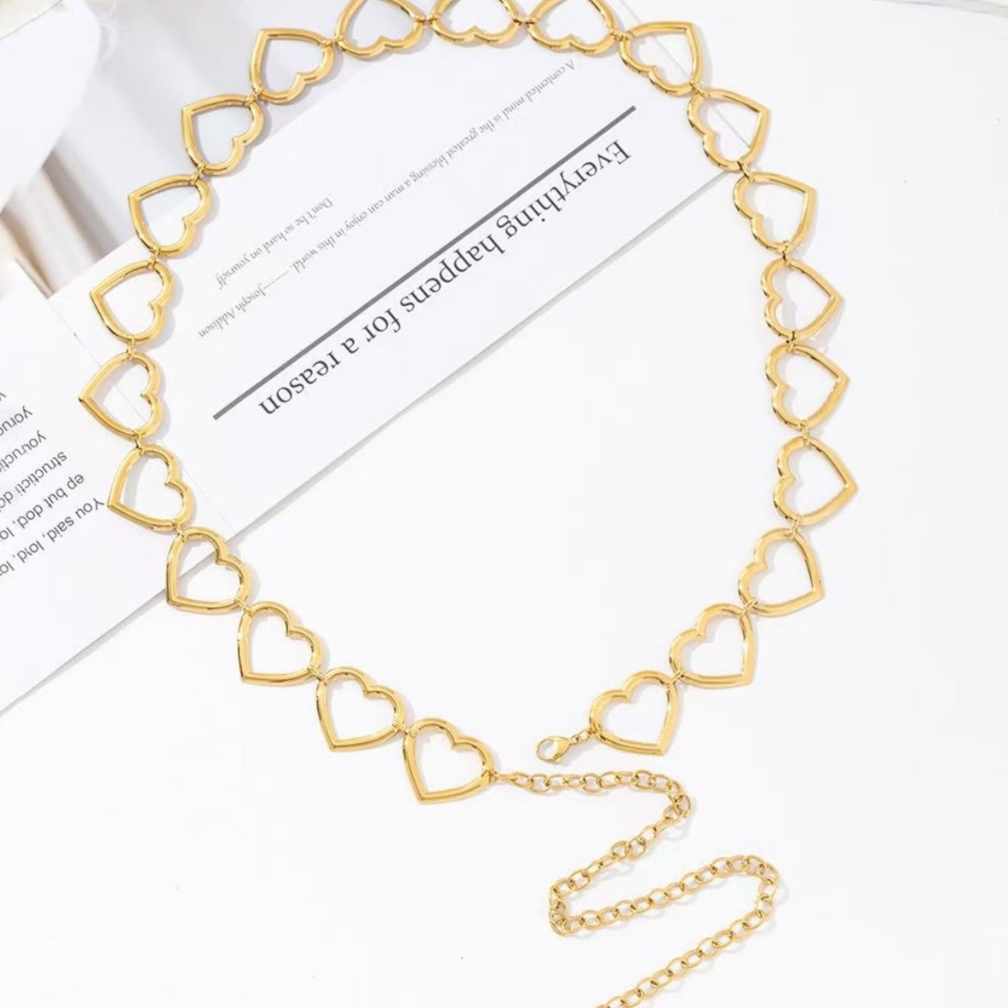 Statement open hart belly chain