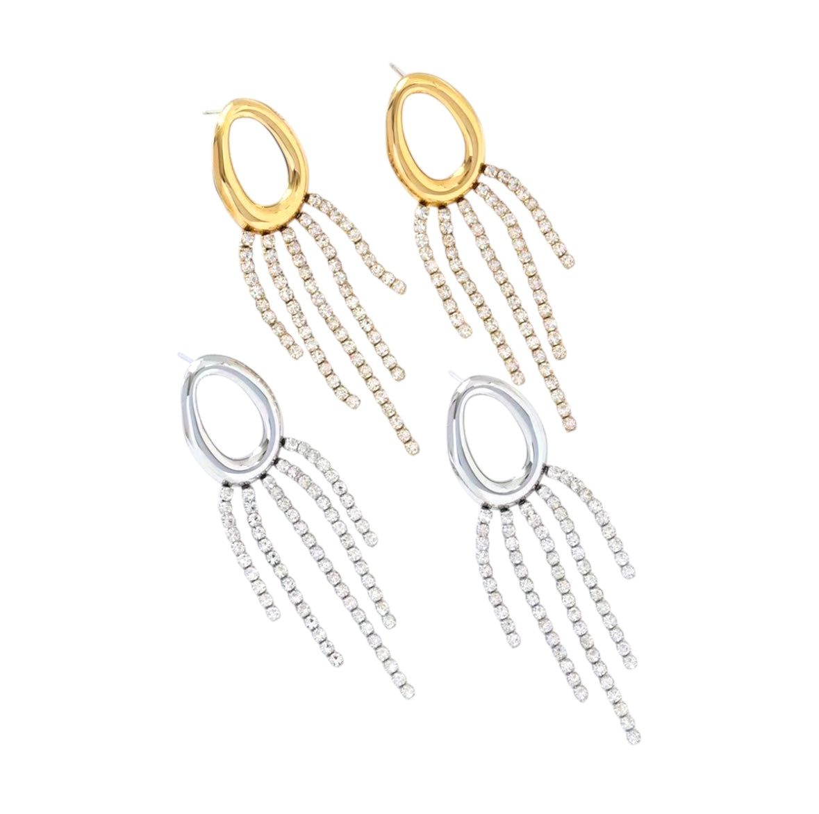 Strassy oval strass oorbel