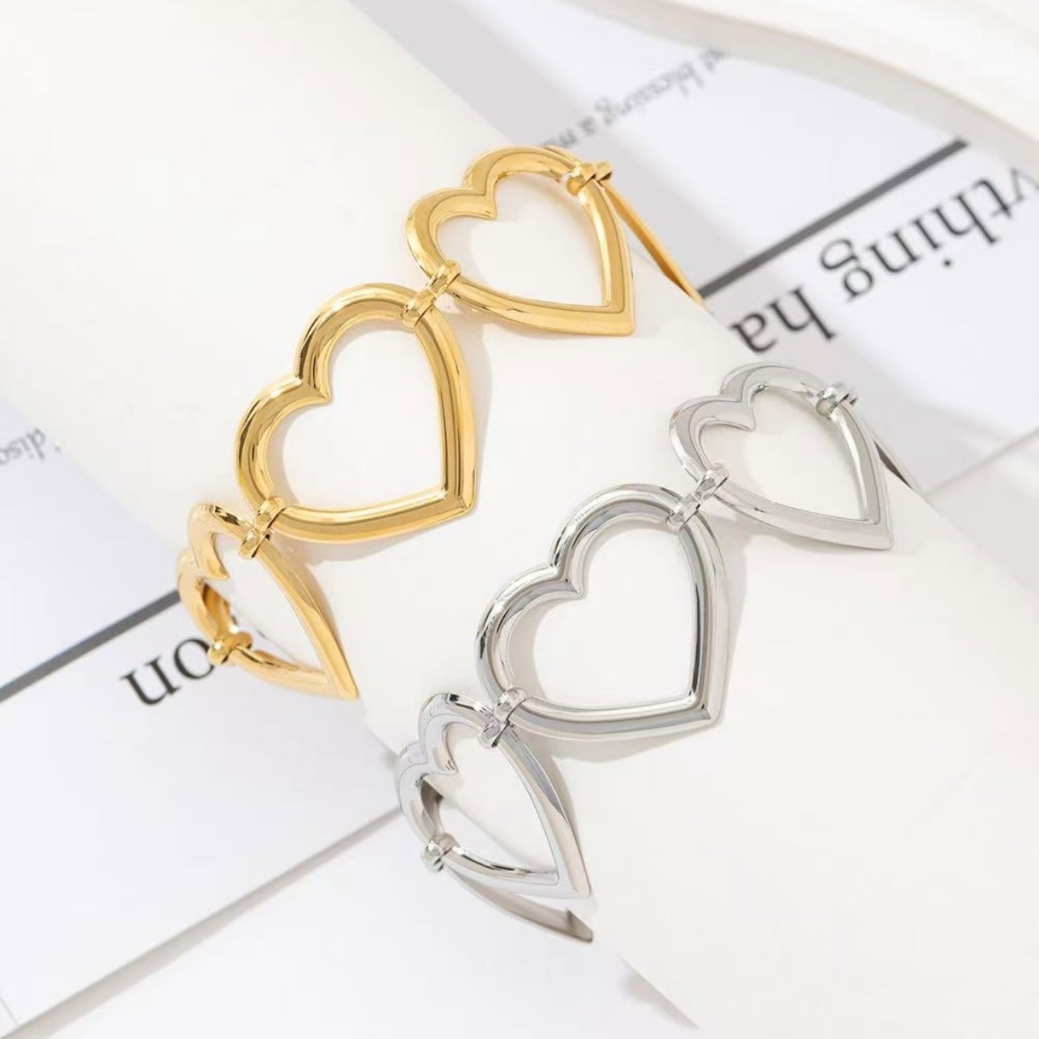 Statement open hart armband