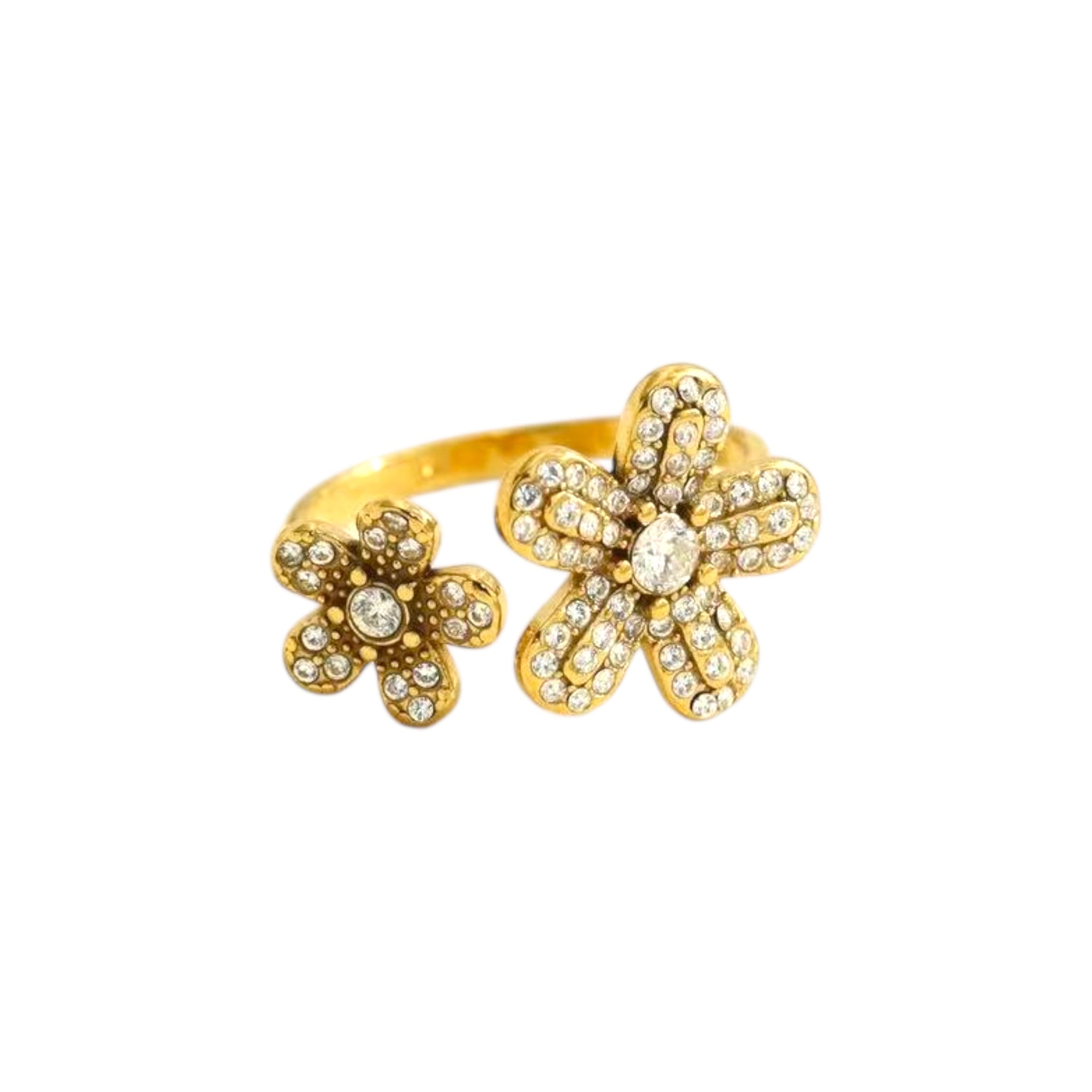Strassy flower ring