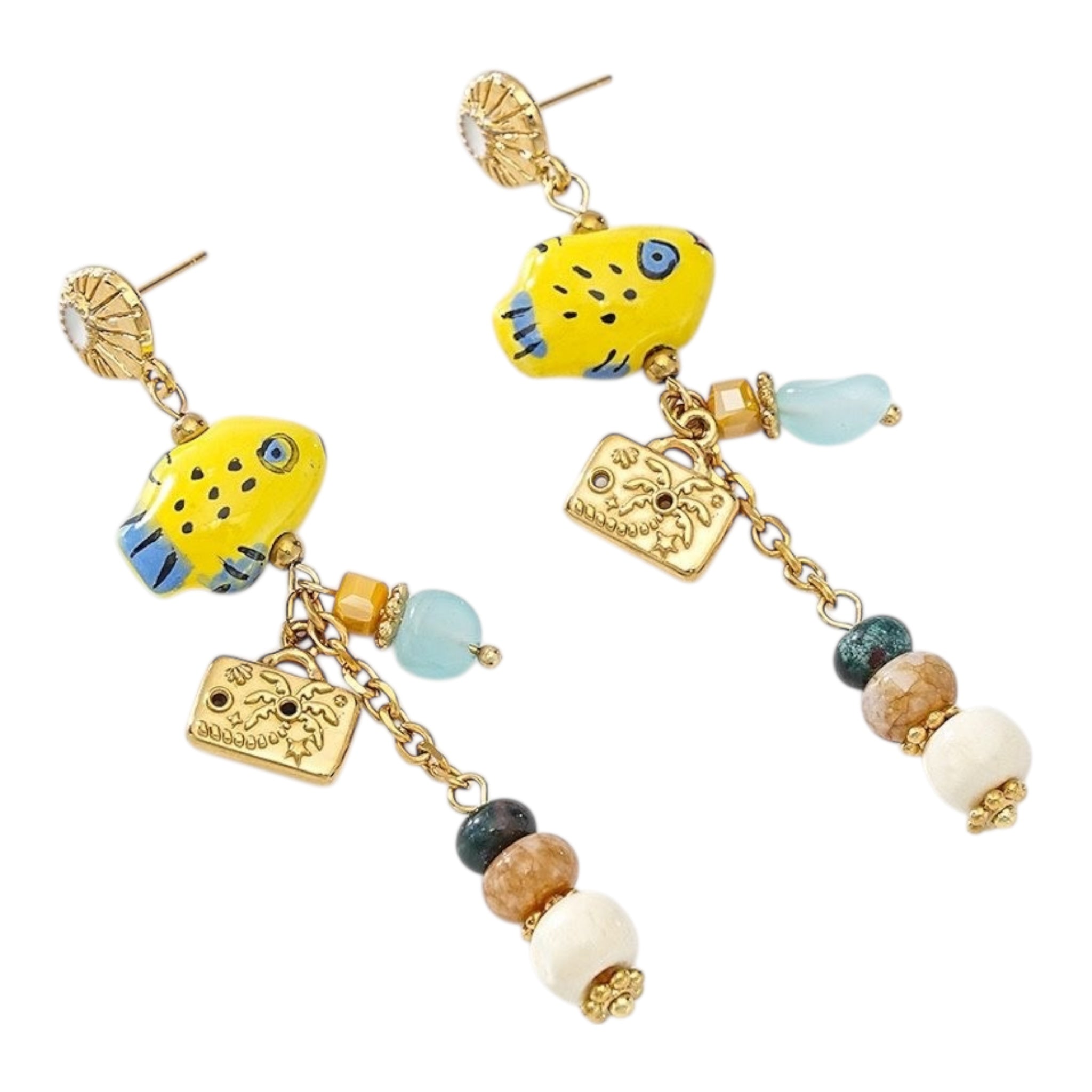 Hanging fish oorbellen