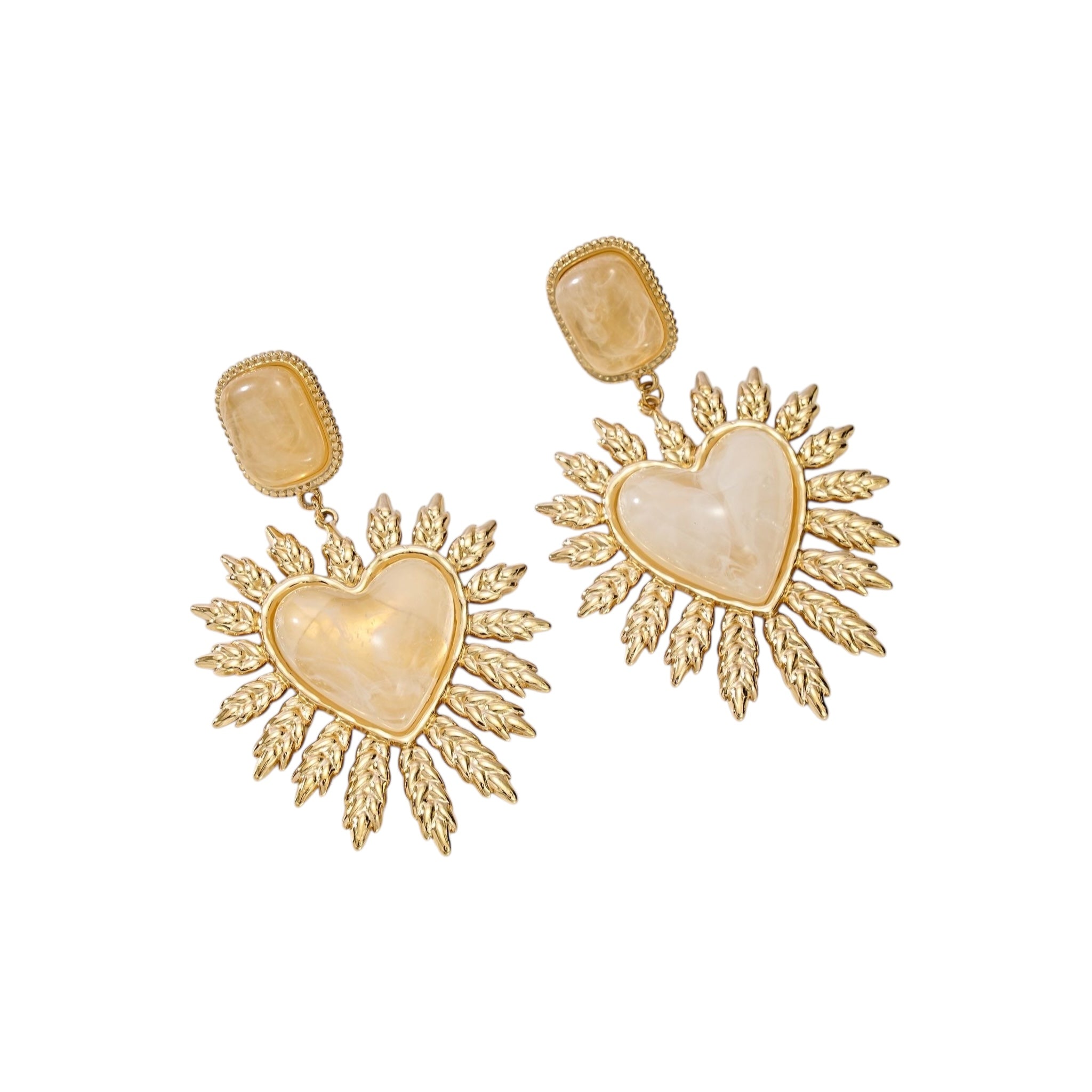 Fire heart statement earrings