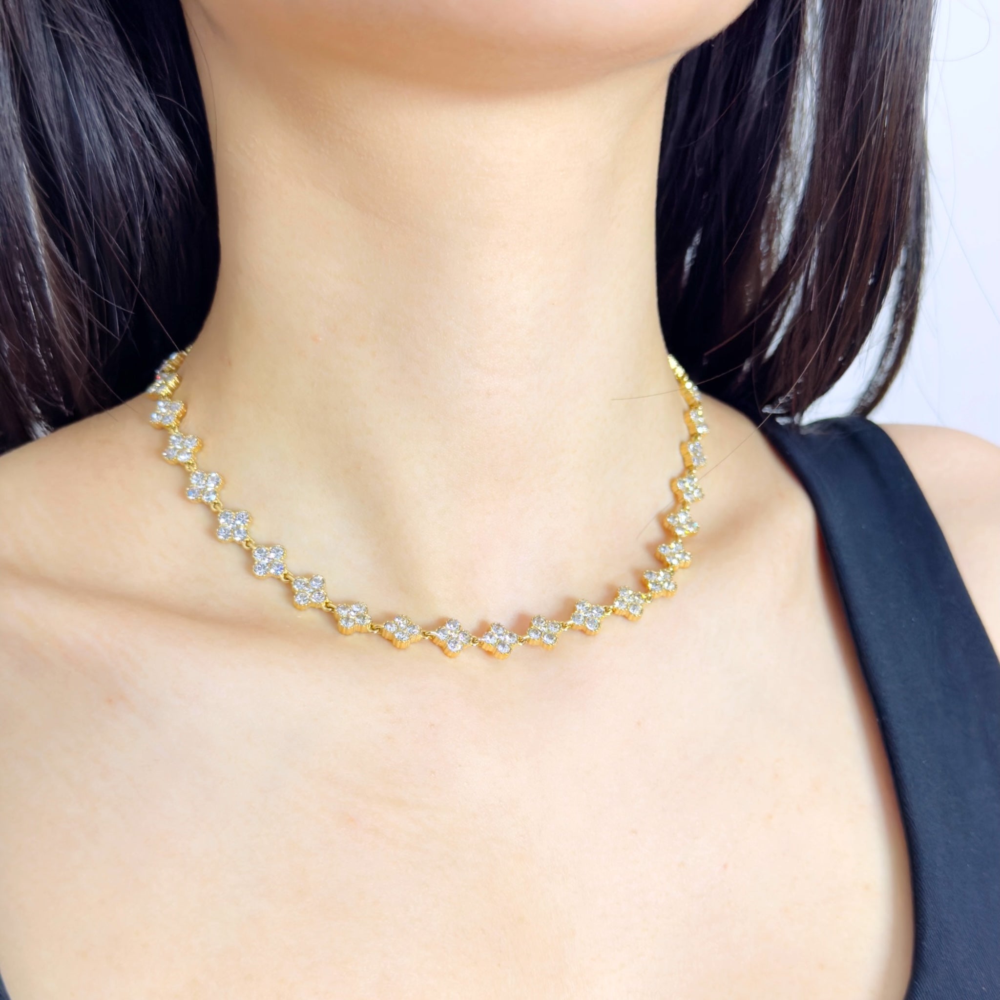 Klaver strass ketting