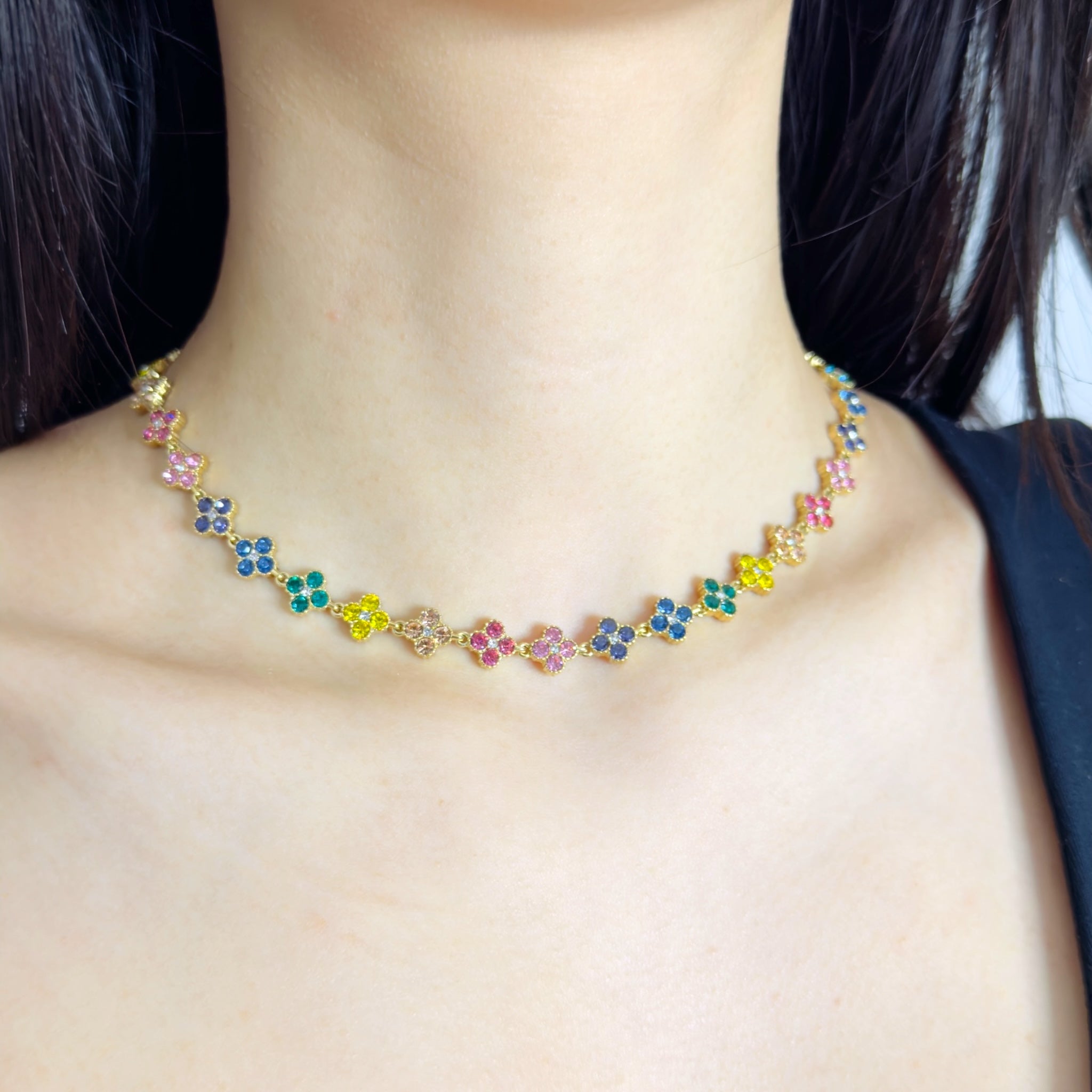 Klaver strass ketting