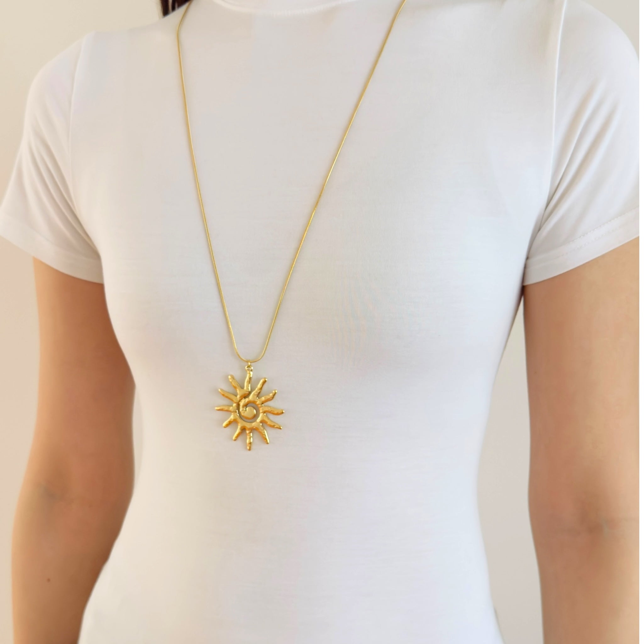 Fire spiral long necklace
