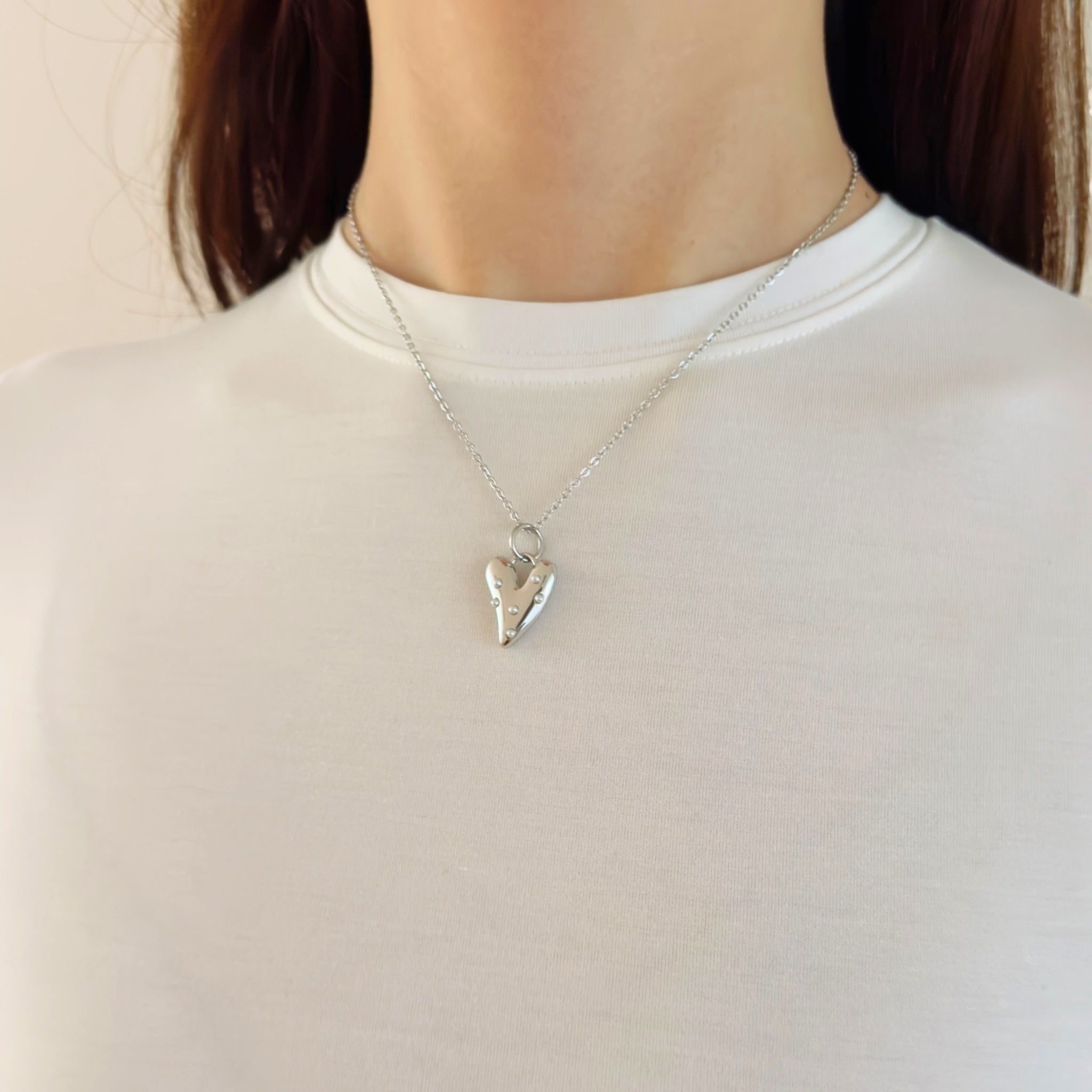 Parel met hart ketting