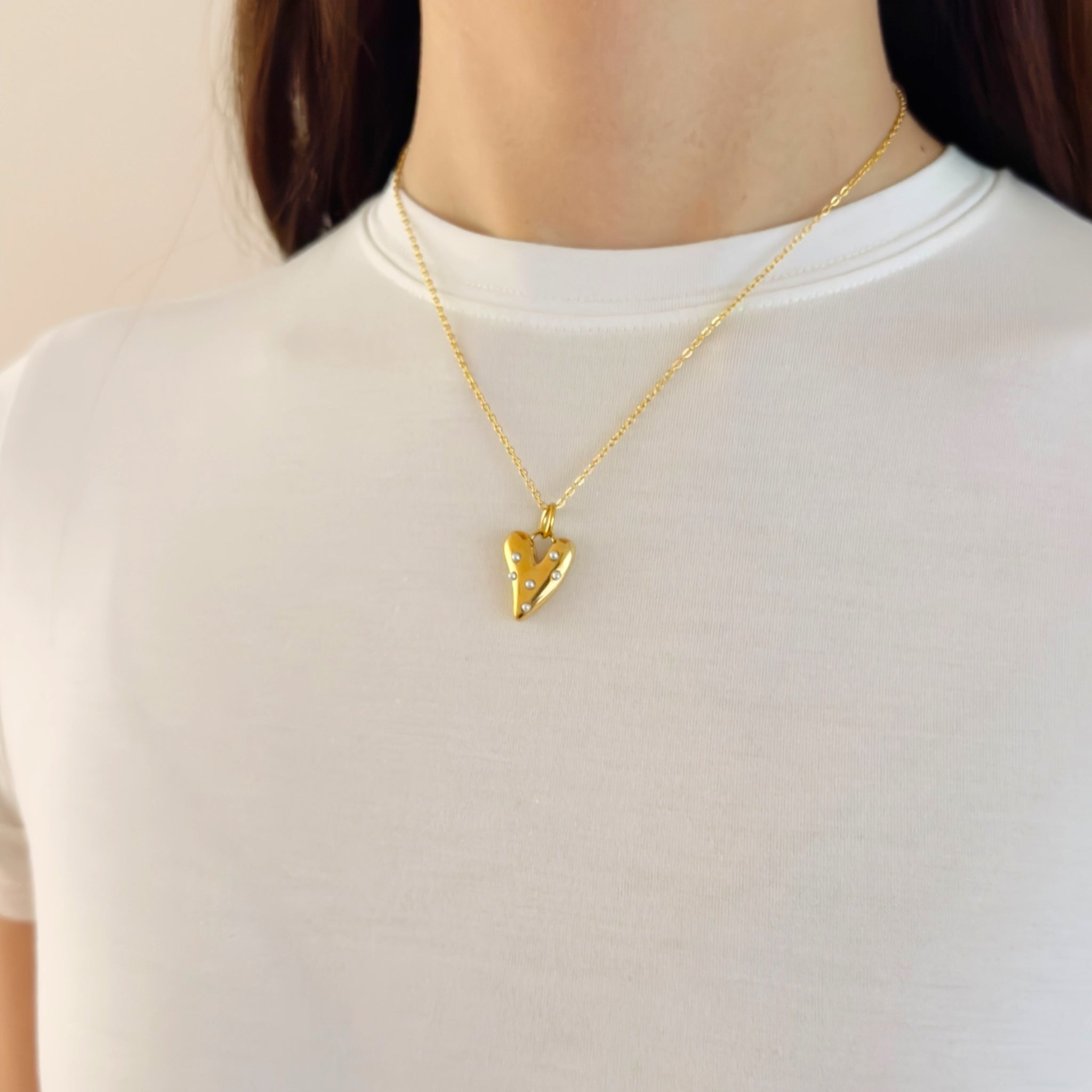 Parel met hart ketting