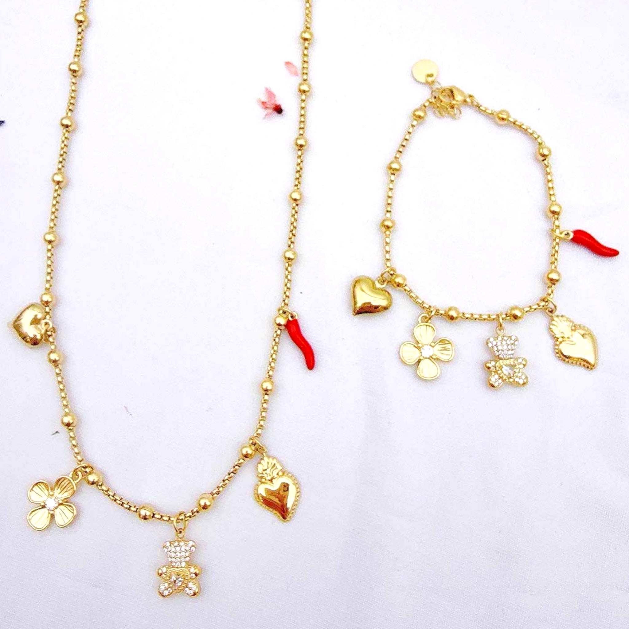 Strassy teddy ketting / armband