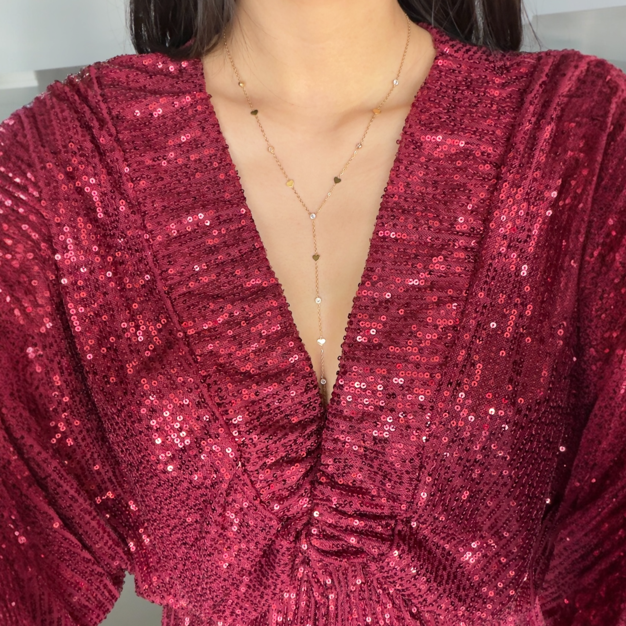 Strass love Y ketting