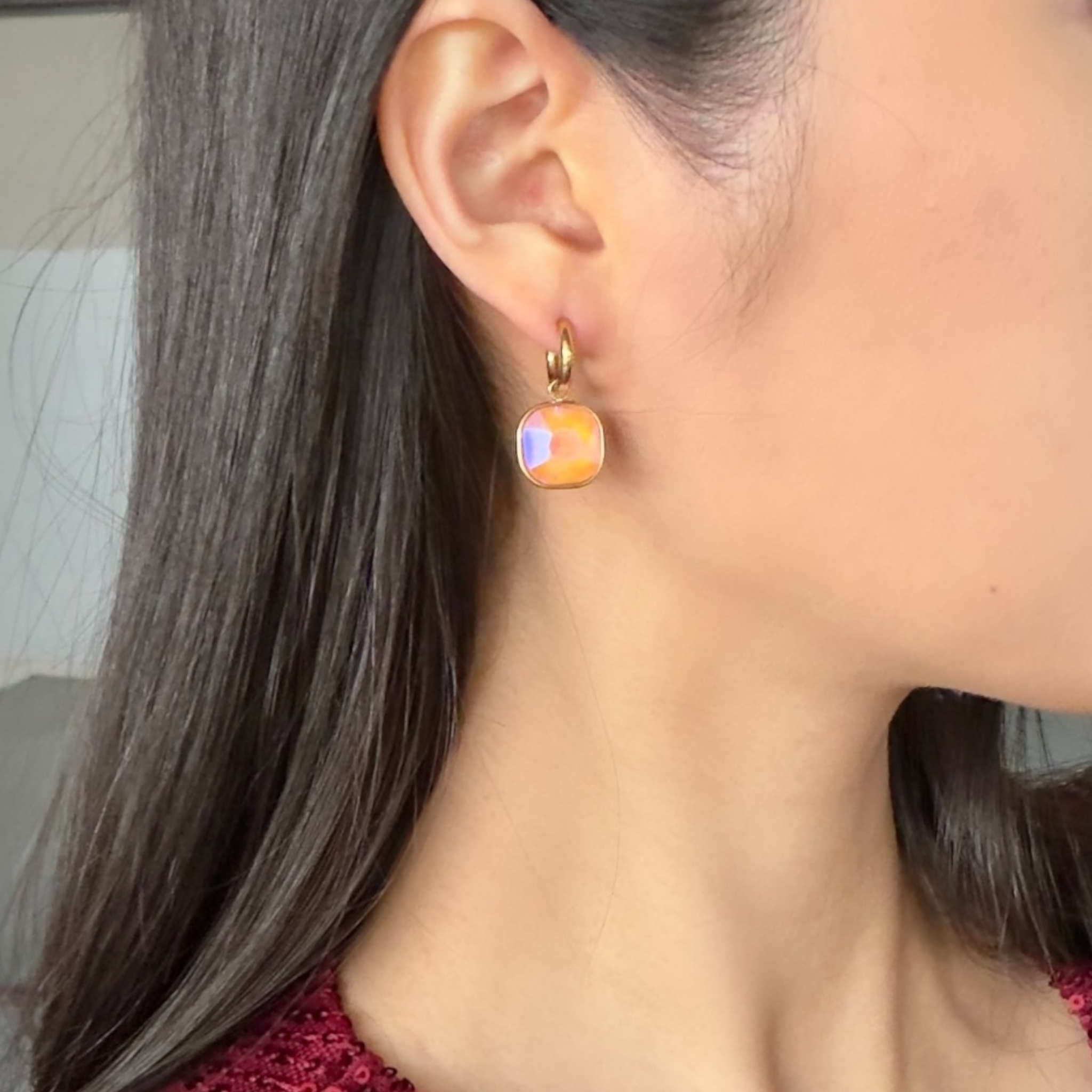 Fall stone dangle earrings