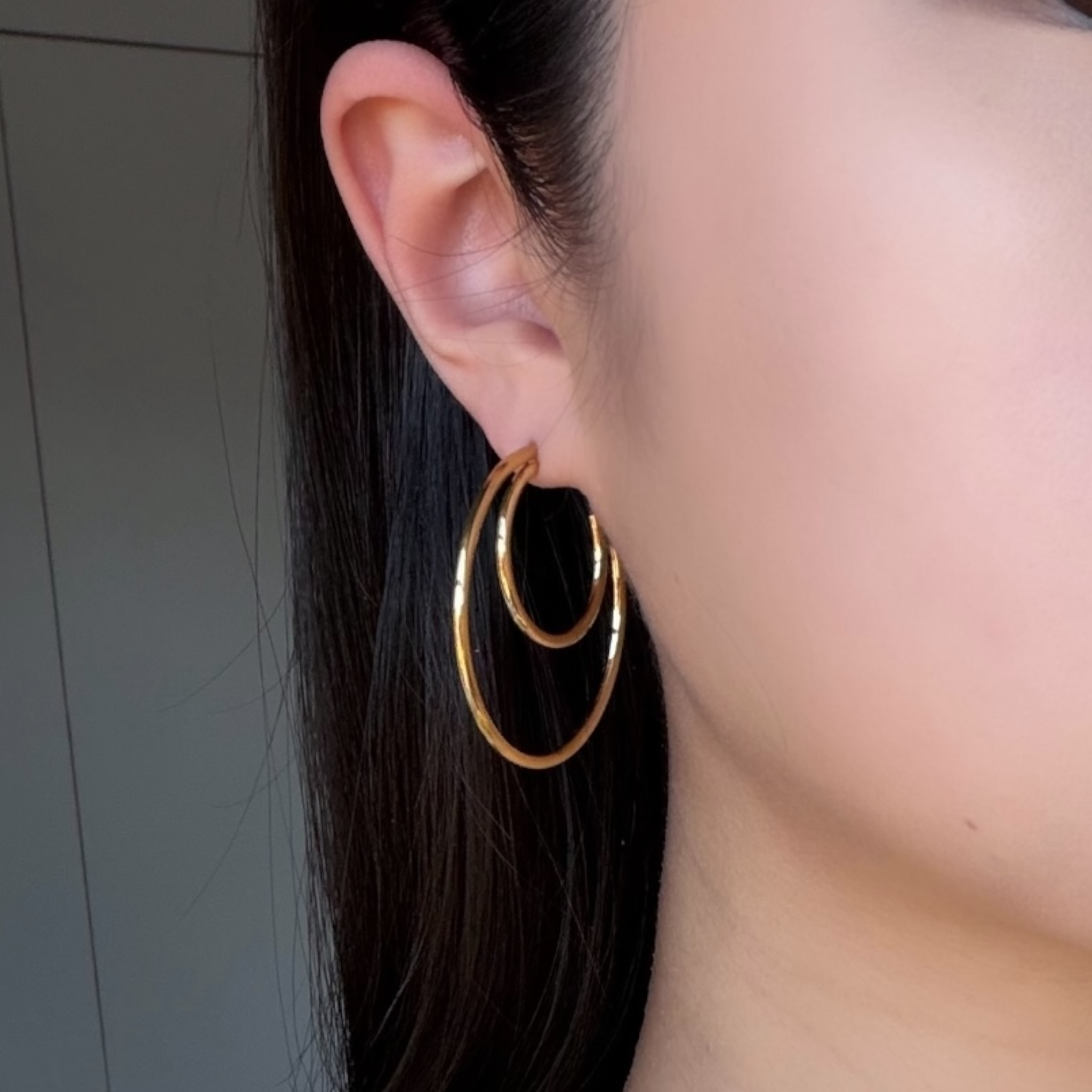 Double ring hoop earrings