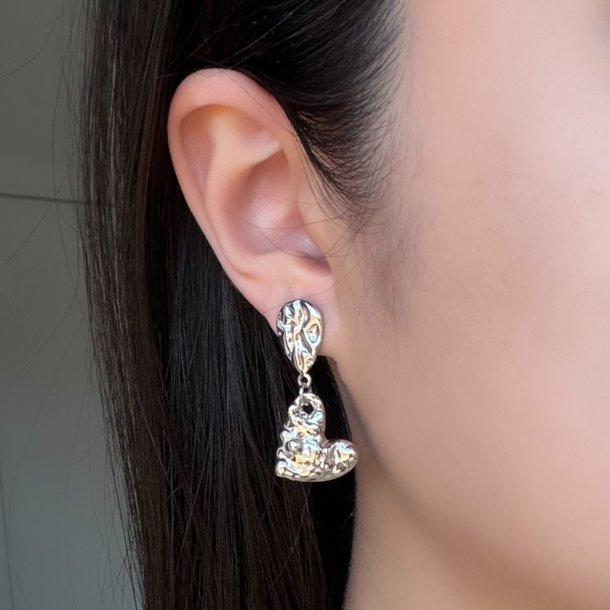 Spikey heart stud earrings