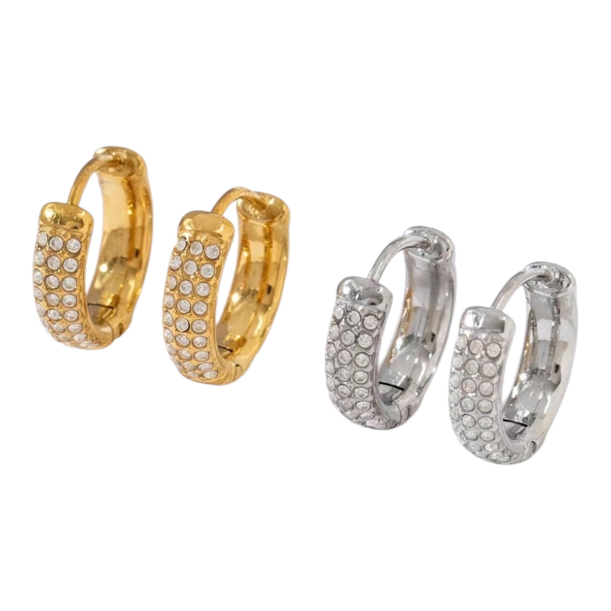 Square strass hoops oorbellen