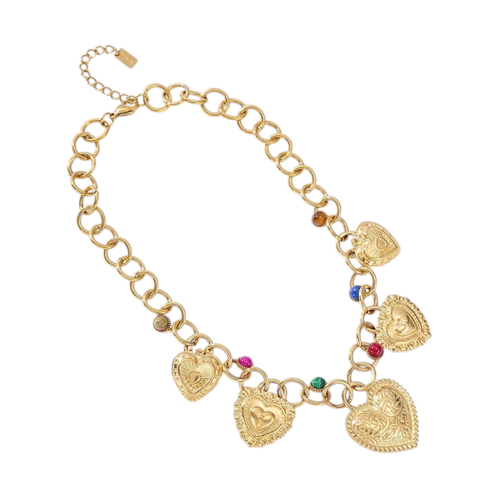 Stone hearts statement ketting