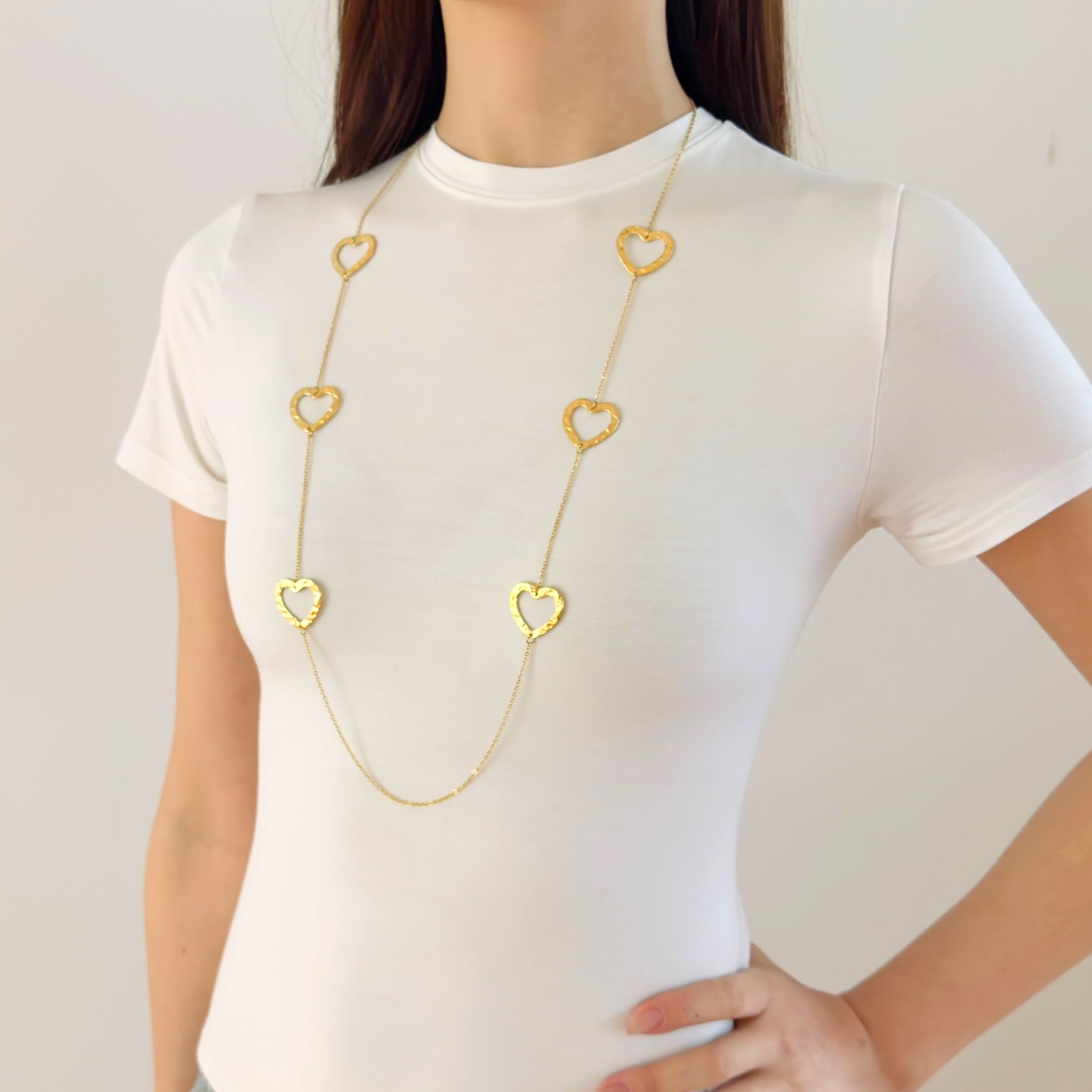 Open hearts lange ketting