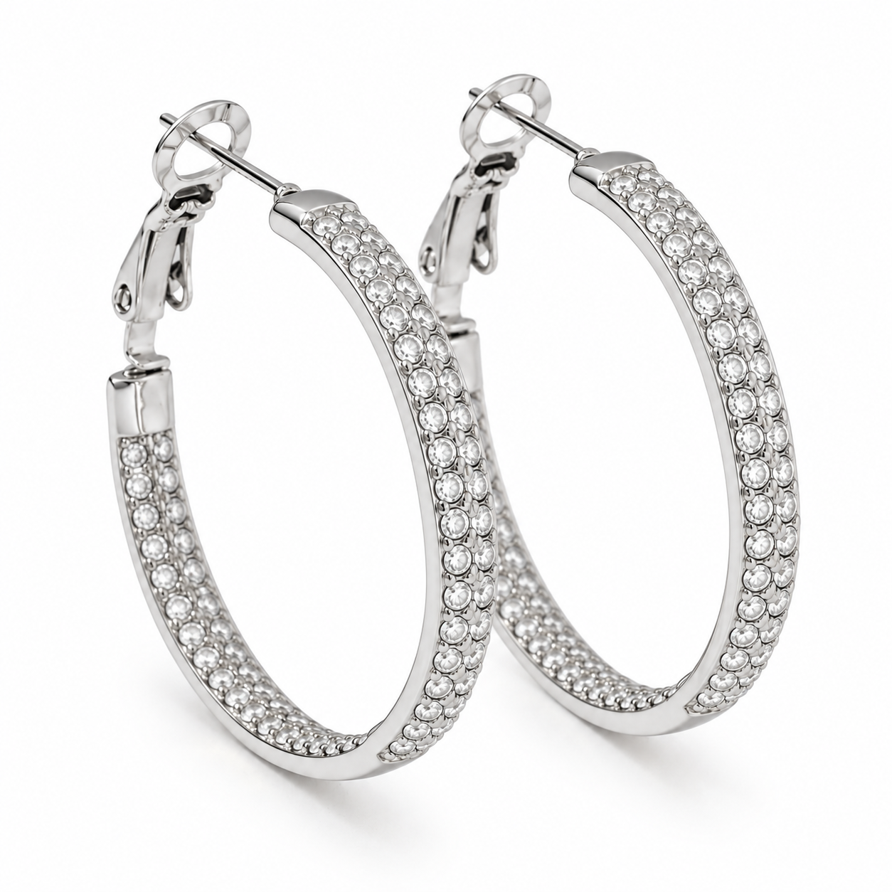Double strass hoops oorbellen 33MM