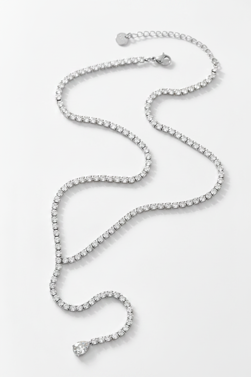 Zilveren Tennis Lariat Ketting