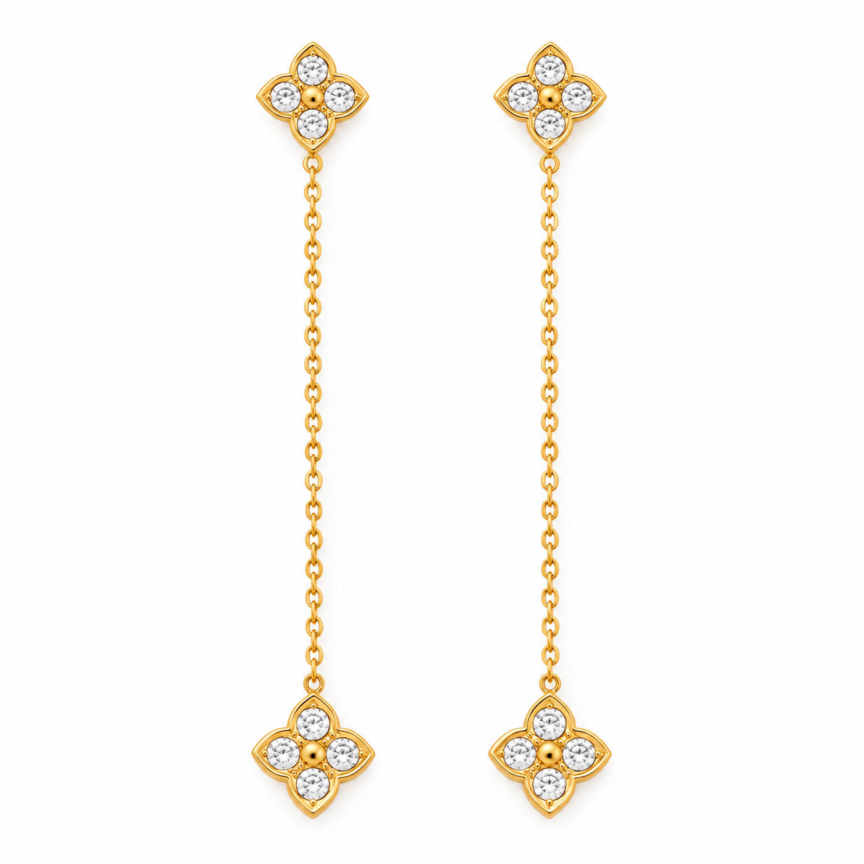 Hanging clover studs oorbellen