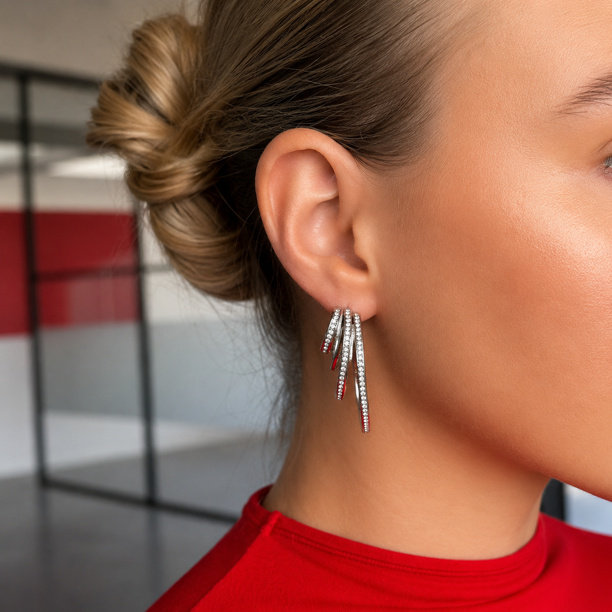 Triple strass oorbellen