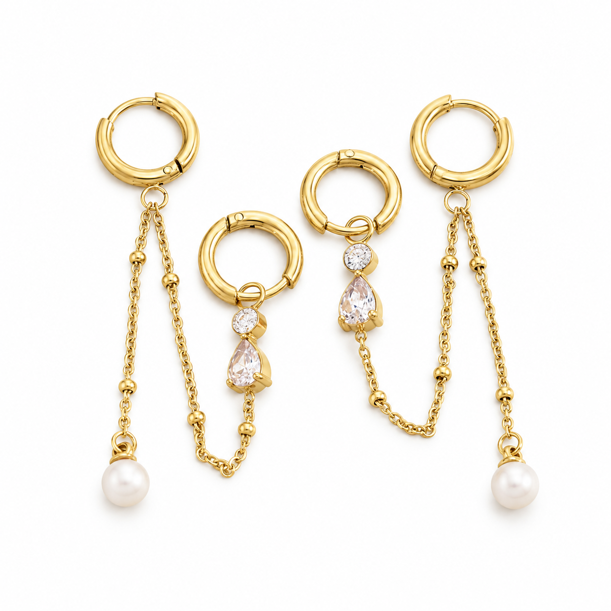 Double pearls hoops oorbel