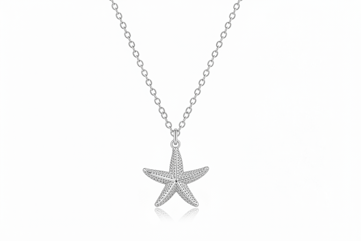 Zilveren zeester ketting
