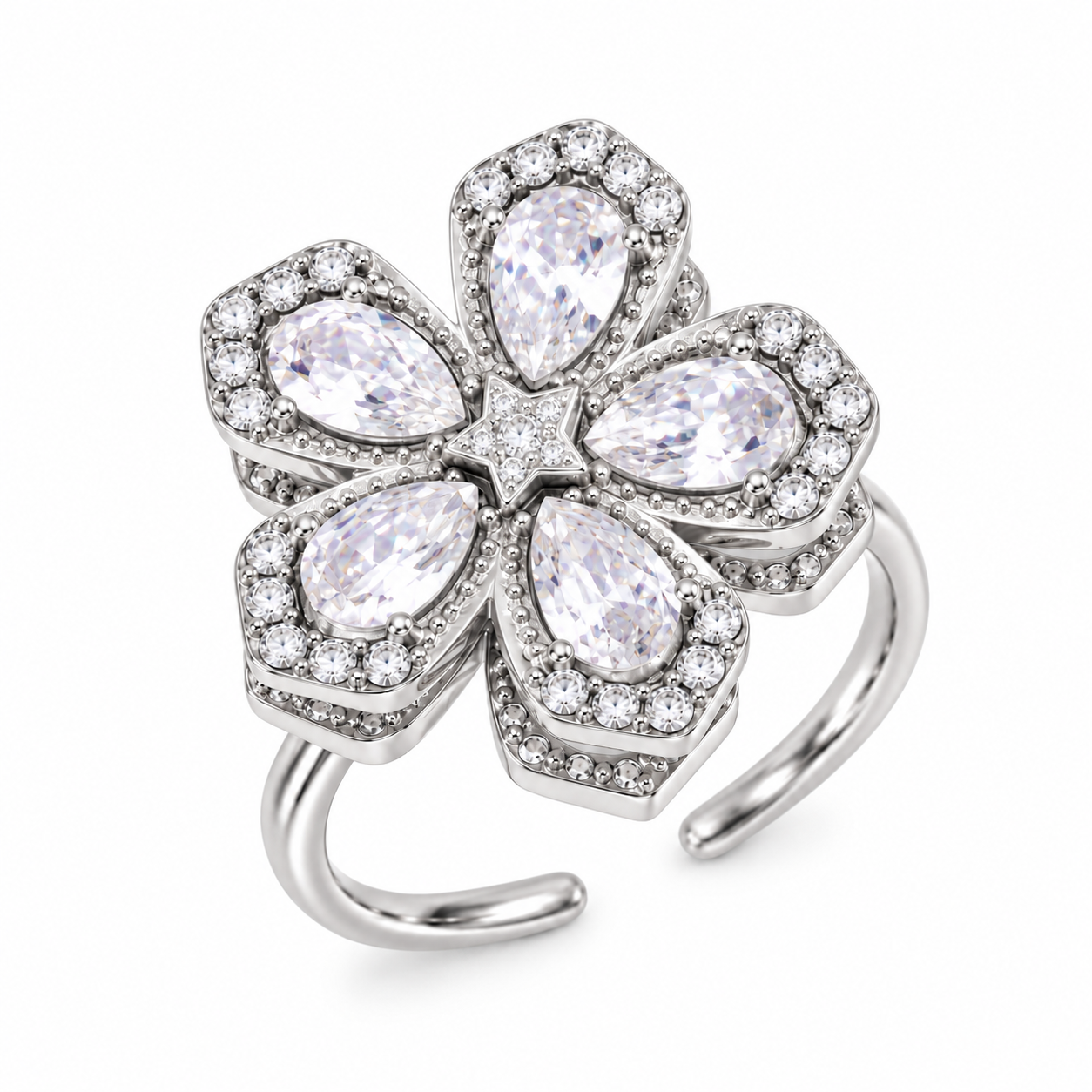 Flowery spinner ring