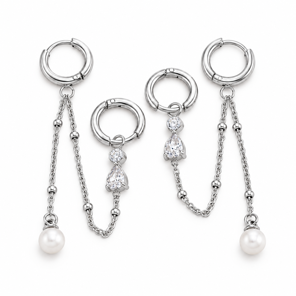 Double pearls hoops oorbel