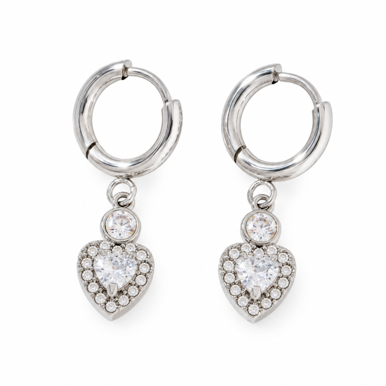 Heart strass hangers oorbellen