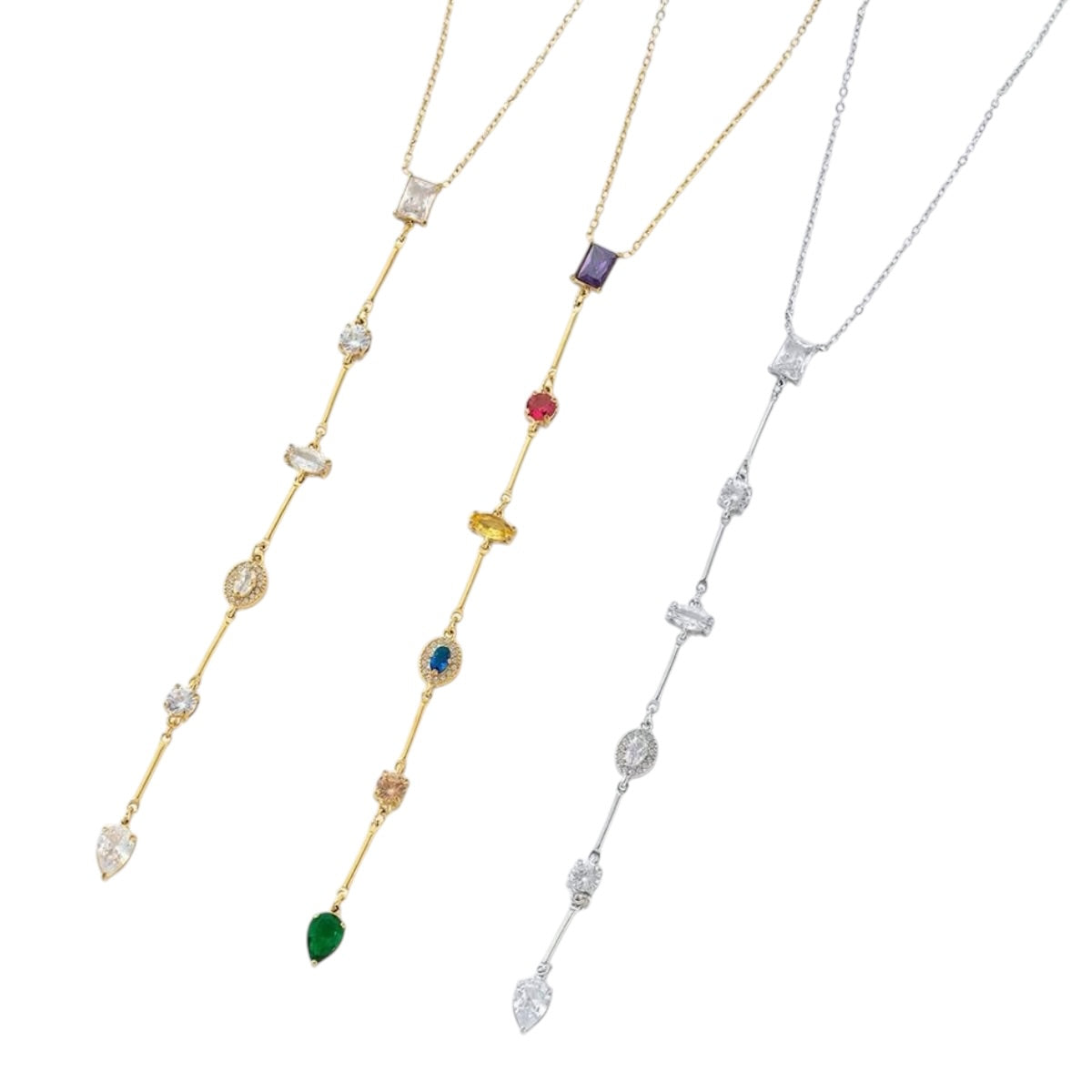 Blox rhinestone Y necklace