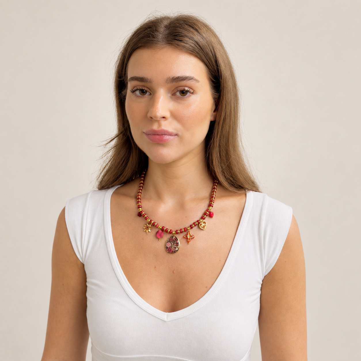 Beads bedel ketting Rood SOFIZARE