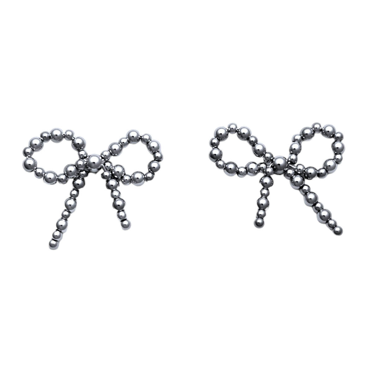 Bolletjes strikjes studs oorbellen Zilver SOFIZARE
