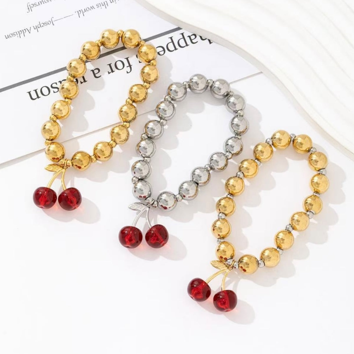 Cherry beads elastiek Goud SOFIZARE