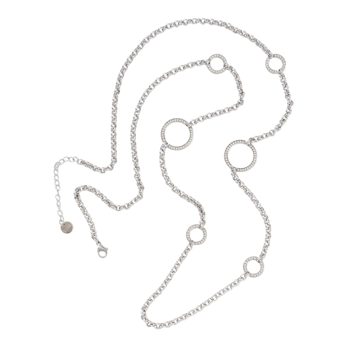Circle strass lange ketting Zilver SOFIZARE