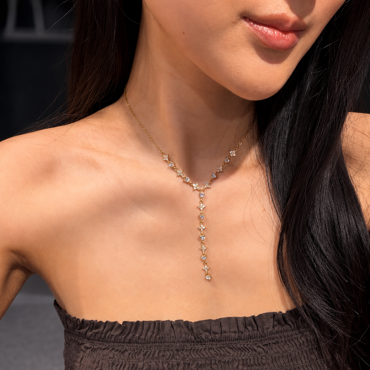 Clover heart Y ketting