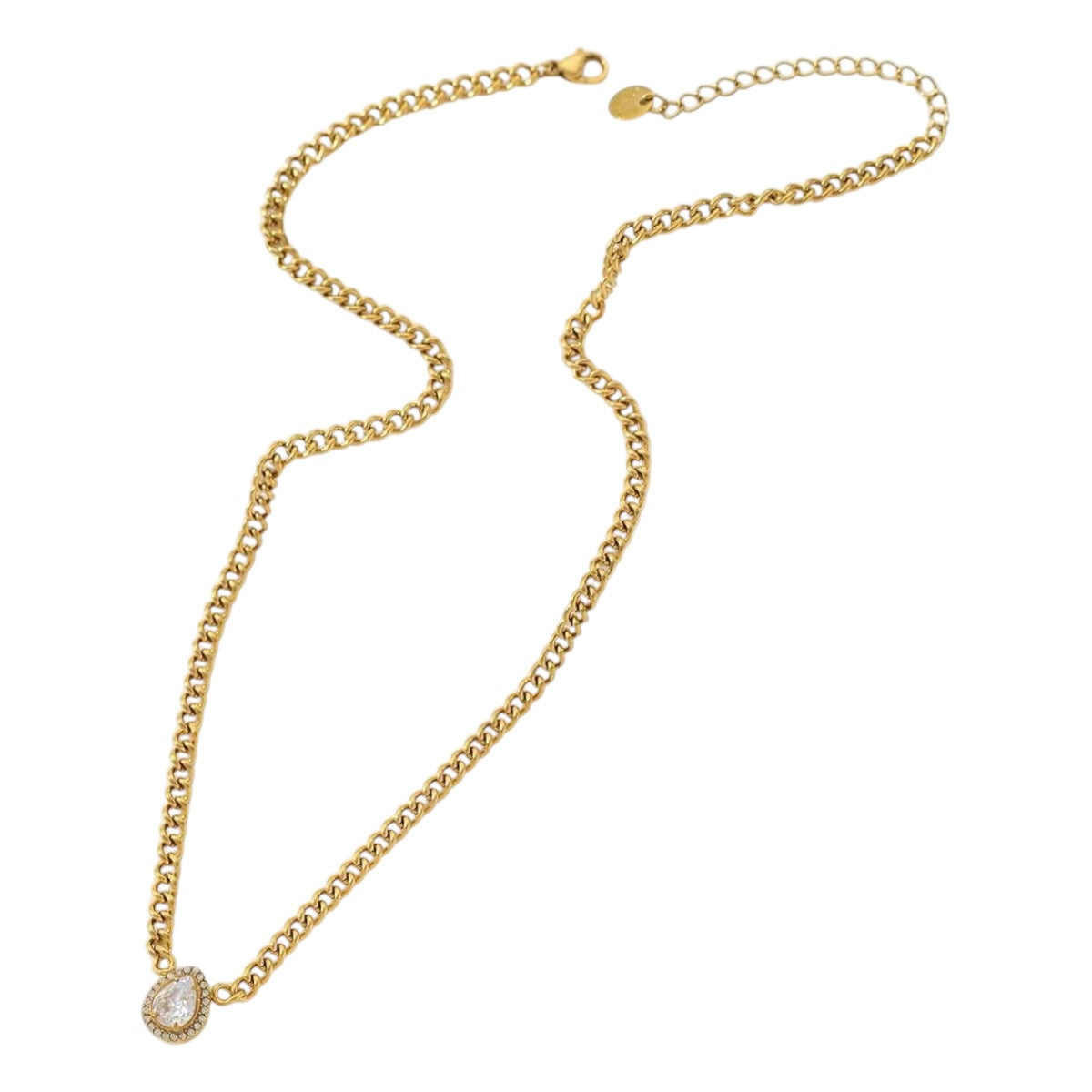Cuban peer strass ketting Goud SOFIZARE