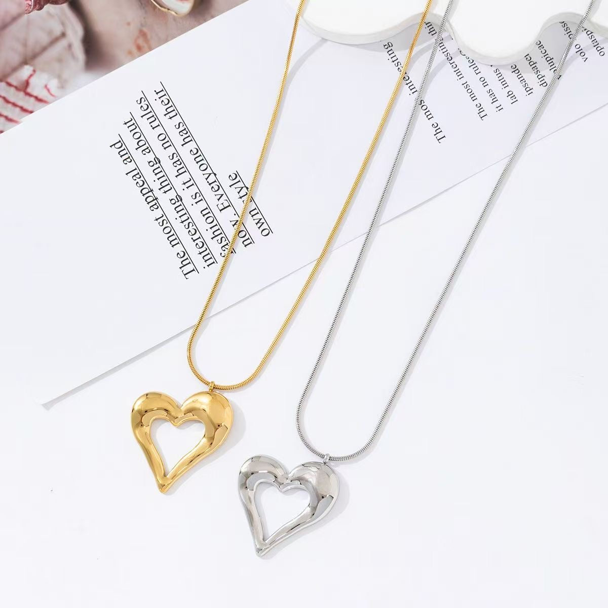 Open hearts lange ketting