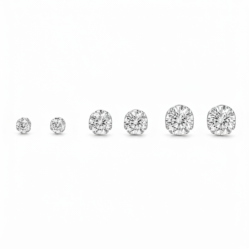 Diamond stud earrings in silver