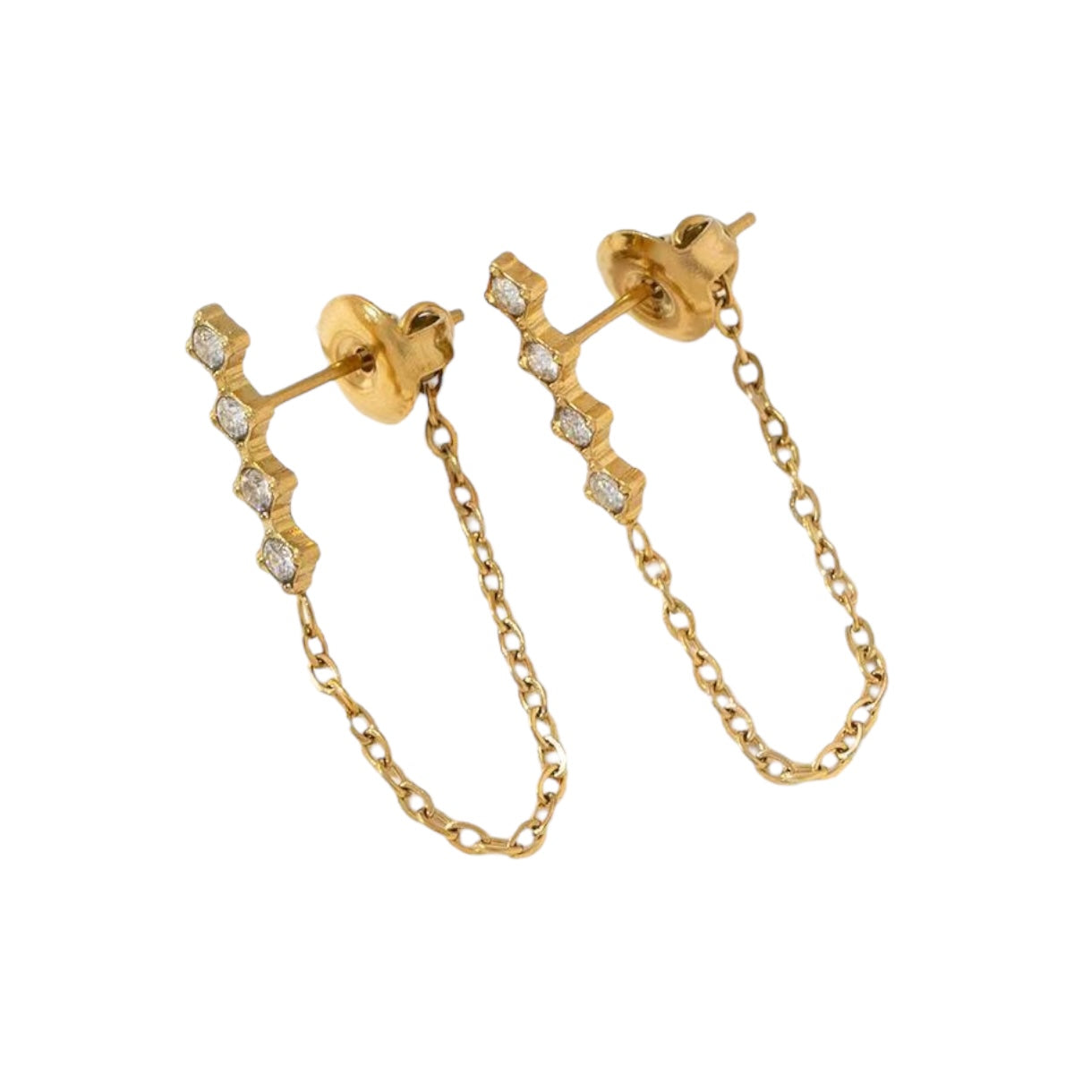 Dottie hangers strass oorbellen Goud SOFIZARE