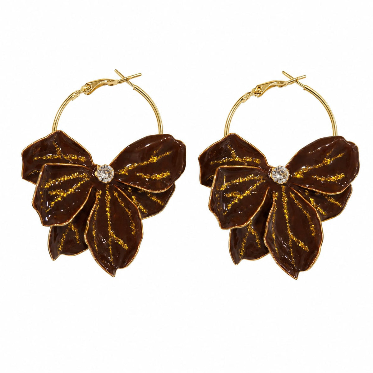 Fall flowery hoops oorbellen Bruin SOFIZARE