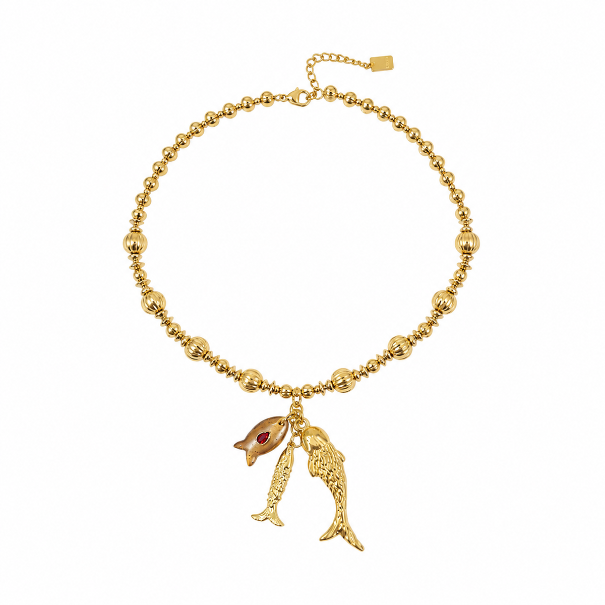 Fishy beads statement ketting Goud SOFIZARE